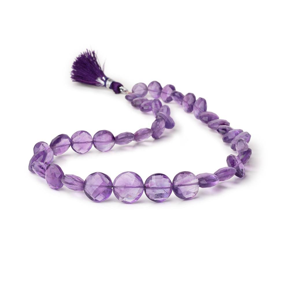 9-13mm Amethyst Faceted Coin Beads 15 inch 36 pieces