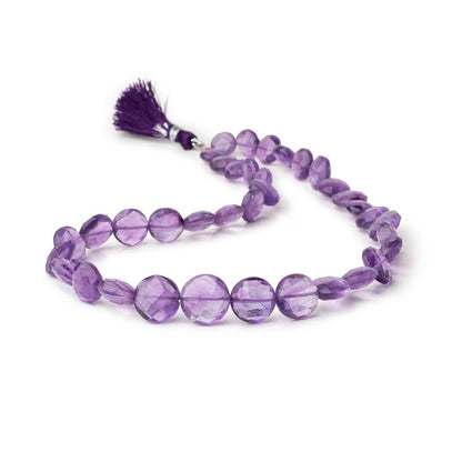 9-13mm Amethyst Faceted Coin Beads 15 inch 36 pieces