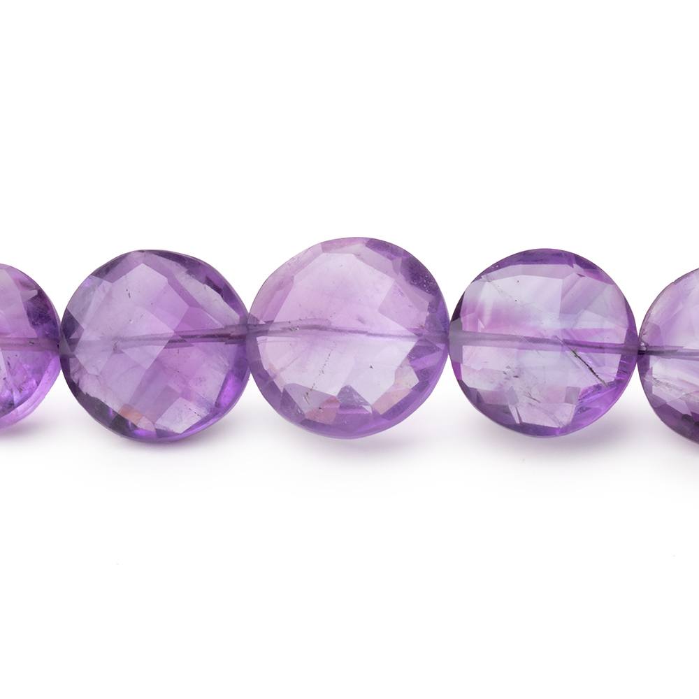 9-13mm Amethyst Faceted Coin Beads 15 inch 36 pieces