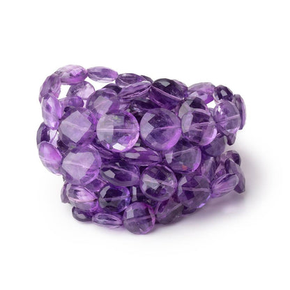 9-13mm Amethyst Faceted Coin Beads 15 inch 36 pieces