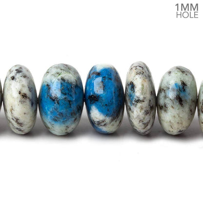 9-13mm K2 Azurite Granite "K2 Jasper" plain rondelle beads 17 inch 60 pieces 1mm hole