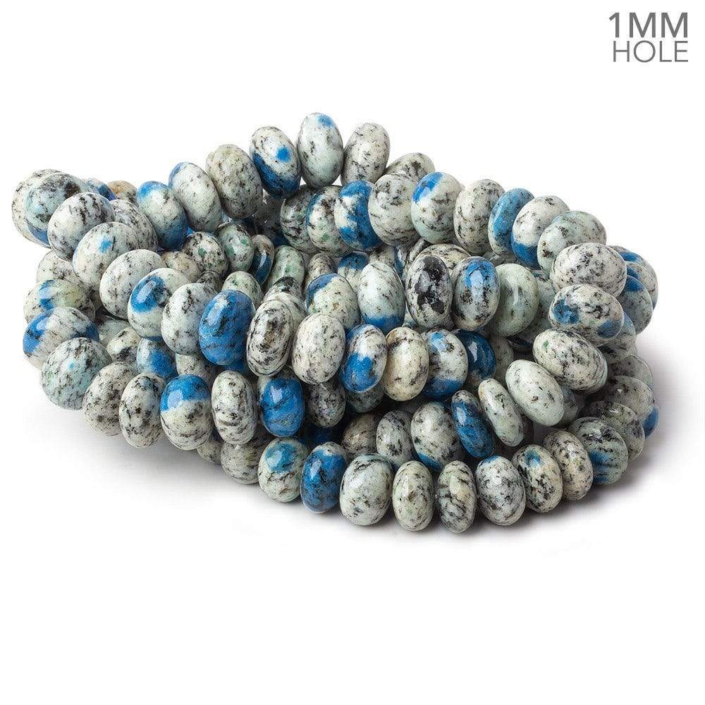 9-13mm K2 Azurite Granite "K2 Jasper" plain rondelle beads 17 inch 60 pieces 1mm hole