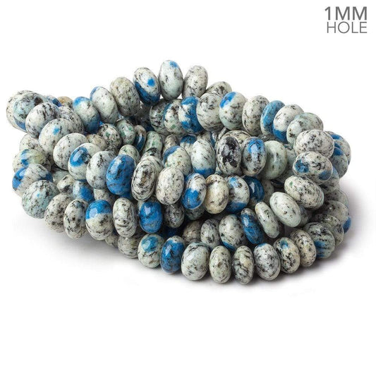 9-13mm K2 Azurite Granite "K2 Jasper" plain rondelle beads 17 inch 60 pieces 1mm hole