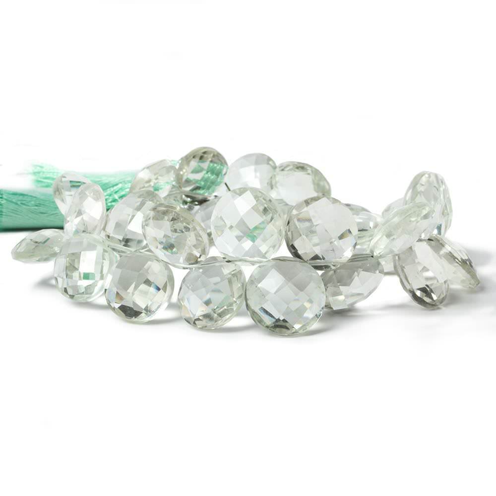 9-13mm Prasiolite Top Drilled Faceted Coin Beads 7 inch 30 pieces