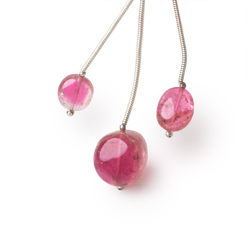 9-13mm Rubellite Tourmaline Plain Nugget Focal Beads Set of 3 AA
