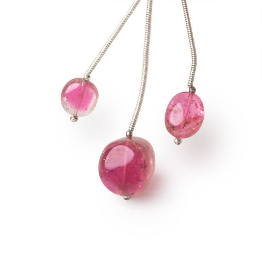 9-13mm Rubellite Tourmaline Plain Nugget Focal Beads Set of 3 AA