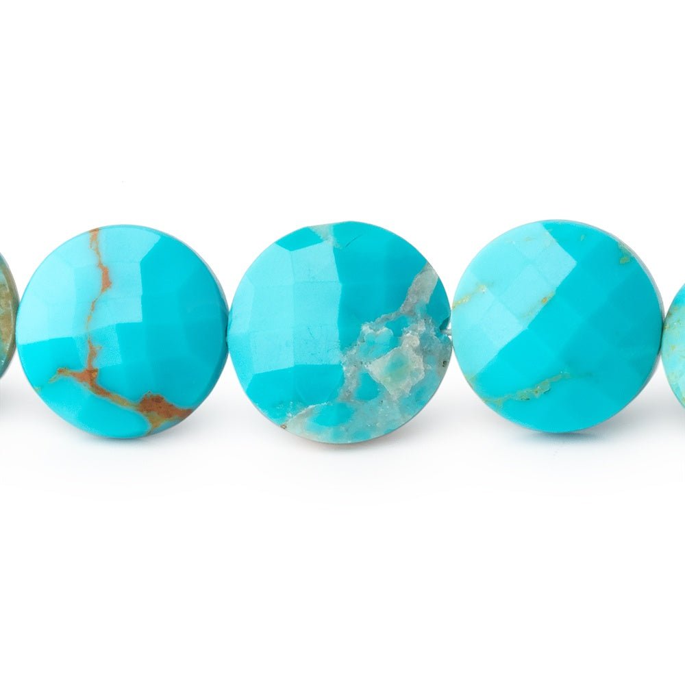 9-13mm Sleeping Beauty Turquoise Faceted Coin 17 inch 43 Beads AA