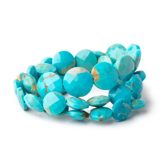 9-13mm Sleeping Beauty Turquoise Faceted Coin 17 inch 43 Beads AA