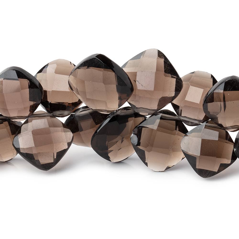 9-13mm Smoky Quartz Corner Drilled Faceted Pillow Beads 7 inch 33 pieces