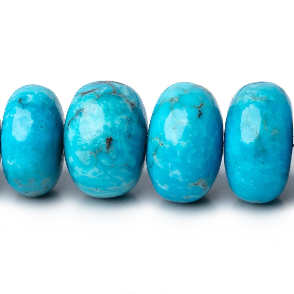 9-14.5mm Armenian Turquoise Plain Rondelle Beads 20 inch 69 pieces AAA