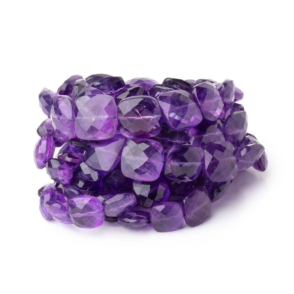 9-14mm Amethyst Faceted Cushion Beads 15 inch 35 pieces
