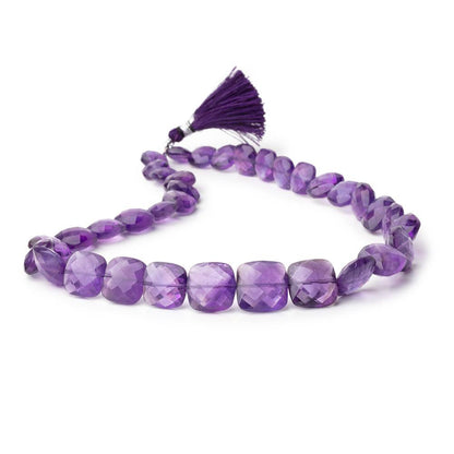 9-14mm Amethyst Faceted Cushion Beads 15 inch 35 pieces