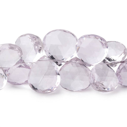 9-14mm Pink Amethyst Faceted Heart Beads 6.5 inch 32 pieces