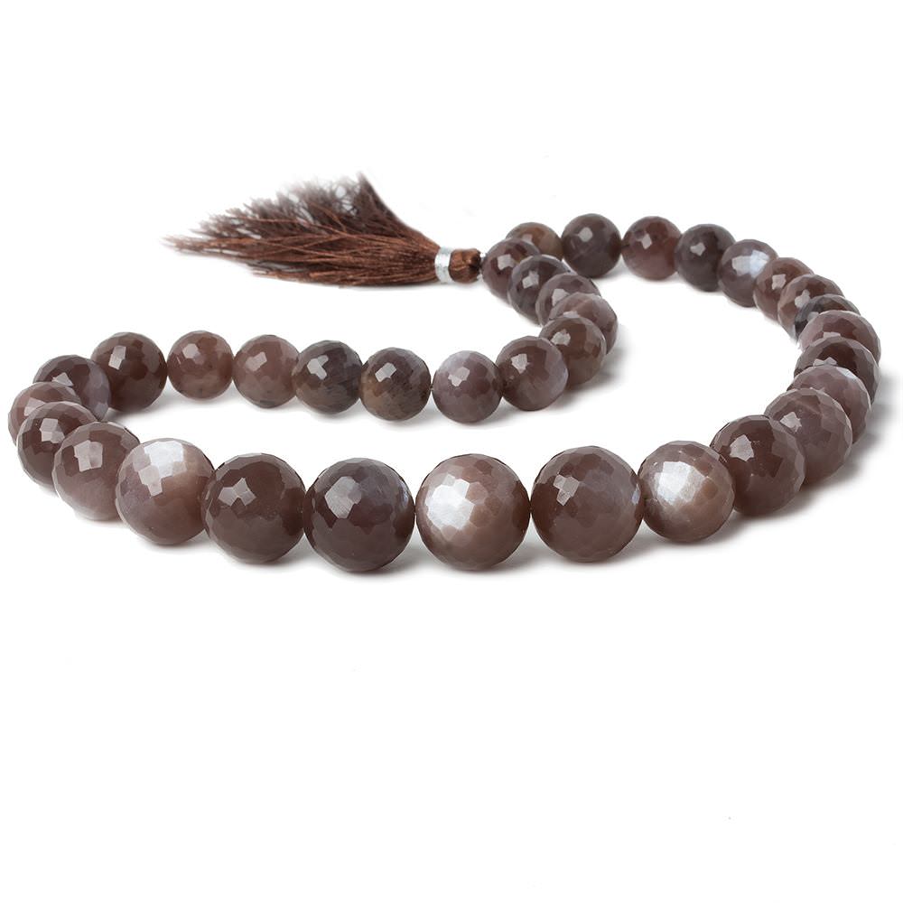 9-15mm Chocolate Moonstone faceted round beads 16 inch 35 pieces