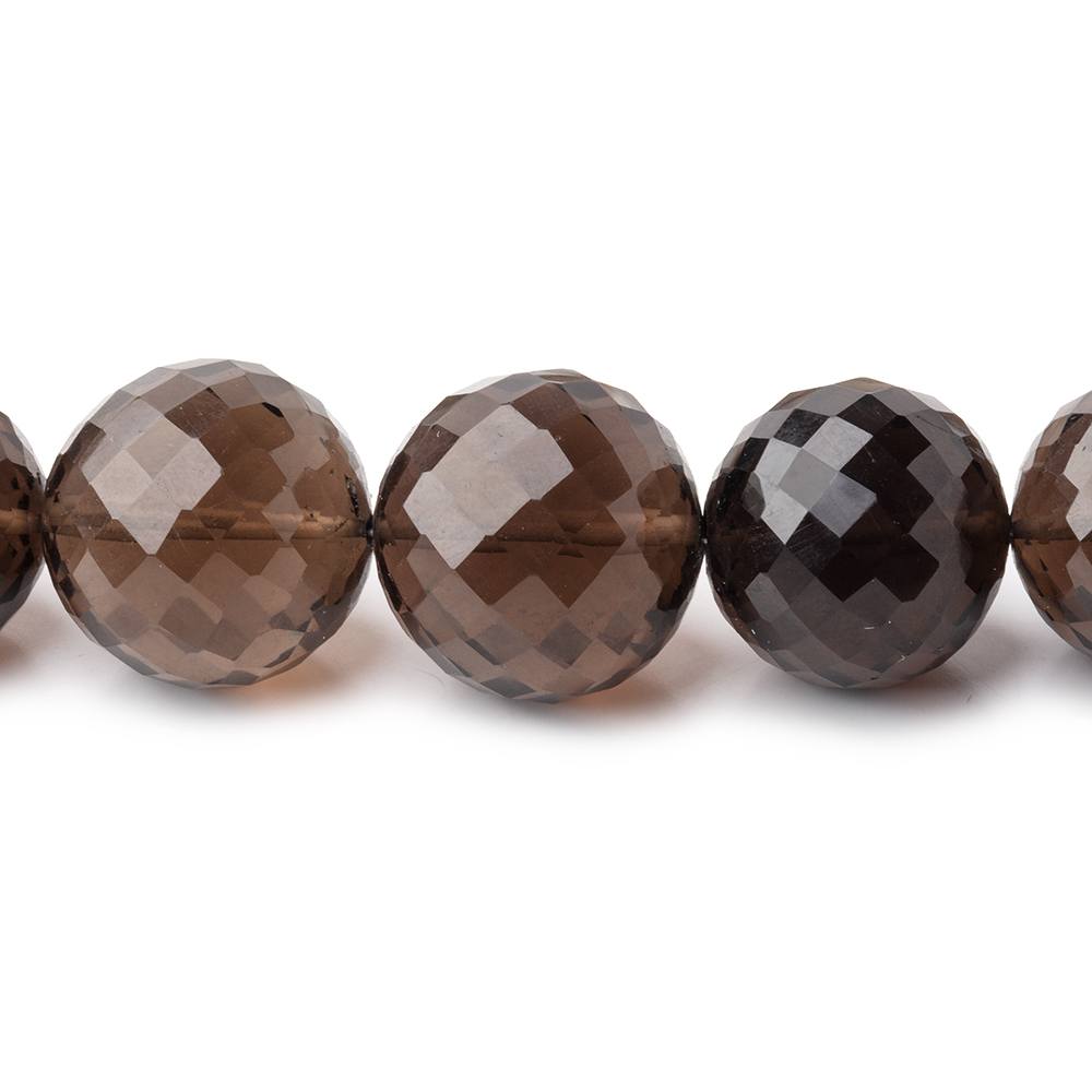9-15mm Smoky Quartz Faceted Round Beads 16 inch 37 pieces
