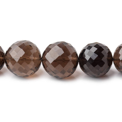 9-15mm Smoky Quartz Faceted Round Beads 16 inch 37 pieces