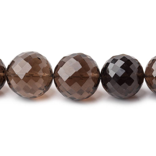 9-15mm Smoky Quartz Faceted Round Beads 16 inch 37 pieces