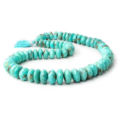 9-16.5mm Sleeping Beauty Turquoise Faceted Rondelle 18 inch 67 Beads AAA