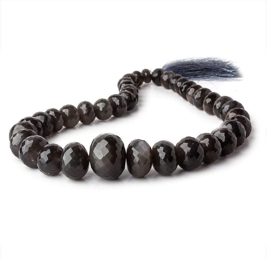 9-22mm Platinum Grey Moonstone Faceted Rondelles 16 inch 39 beads AAA