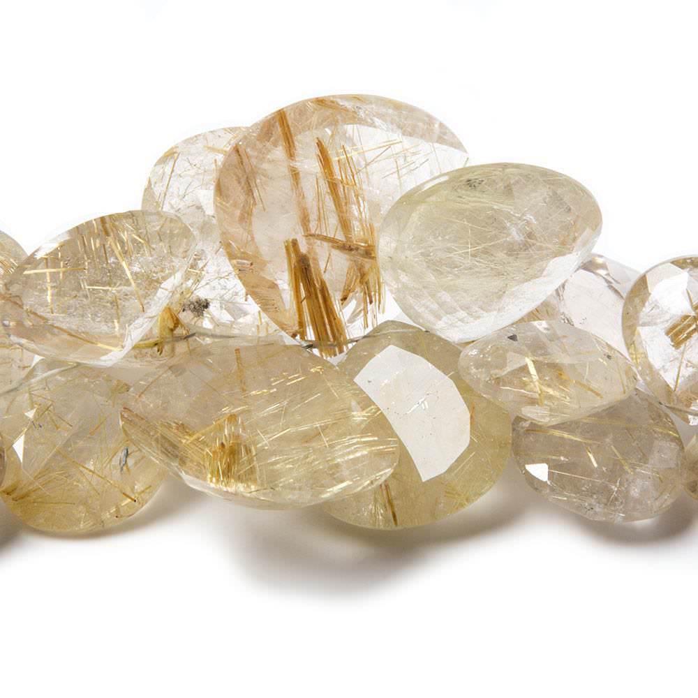 9-27mm Golden Rutilated Quartz Beads Heart Briolette with Pavilion Facets 8 inch 42 pieces