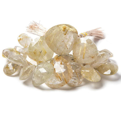 9-27mm Golden Rutilated Quartz Beads Heart Briolette with Pavilion Facets 8 inch 42 pieces