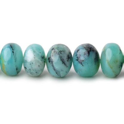 9-9.5mm Blue Peruvian Opal Plain Rondelle Beads 16 inch 60 pieces