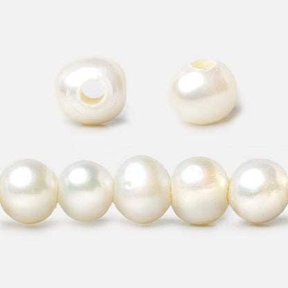 9-9.5mm Cream Off Round 2.5mm Large Hole Pearls 15 inch 55 pieces