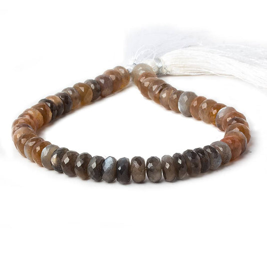 9-9.5mm Feldspar Sunstone & Moonstone faceted rondelles 10.5 inch 50 beads AA