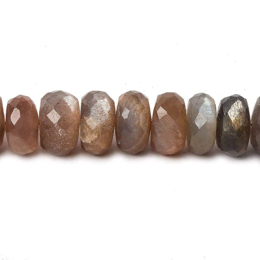 9-9.5mm Feldspar Sunstone & Moonstone faceted rondelles 10.5 inch 50 beads AA