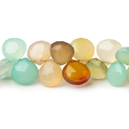 9-9.5mm Multi Color Chalcedony Faceted Hearts 7 inch 47 Beads