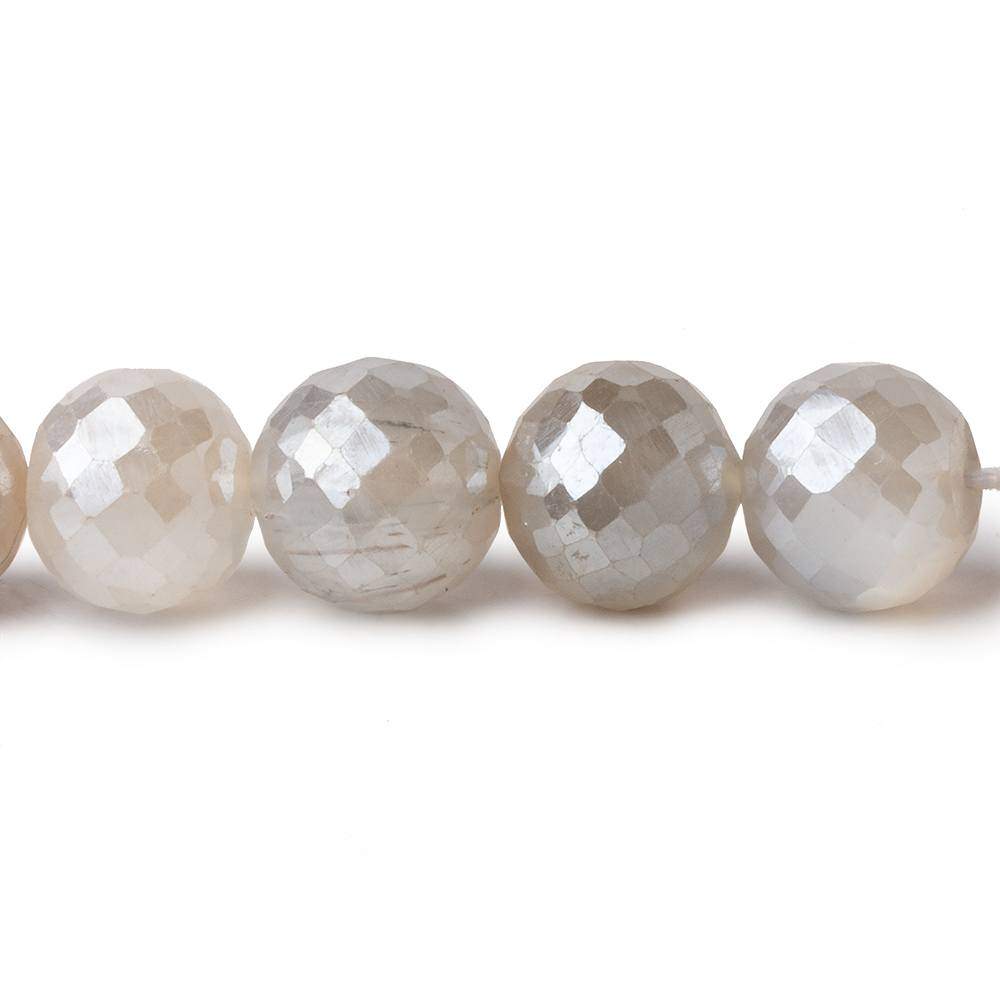 9-9.5mm Mystic White & Grey Moonstone faceted rounds 14 inch 40 beads AAA
