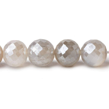 9-9.5mm Mystic White & Grey Moonstone faceted rounds 14 inch 40 beads AAA