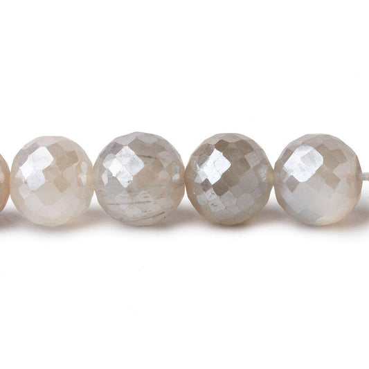 9-9.5mm Mystic White & Grey Moonstone faceted rounds 14 inch 40 beads AAA
