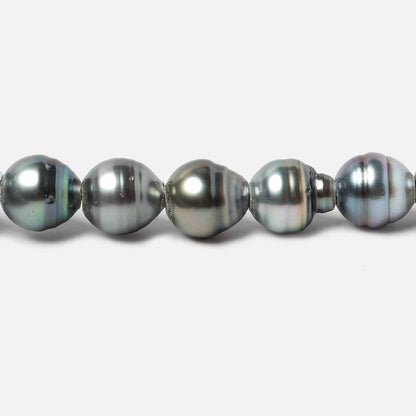9-9.5mm Peacock Tahitian Large Hole Saltwater Ringed Pearls 4 inch 8 pieces