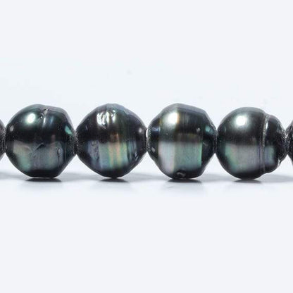 9-9.5mm Pistachio Silver Tahitian Saltwater Ringed Large Hole Pearls 10 pieces
