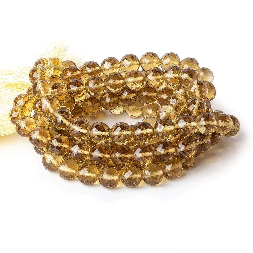 8-9mm Whiskey Quartz concave faceted rounds 16 inch 50 beads AA