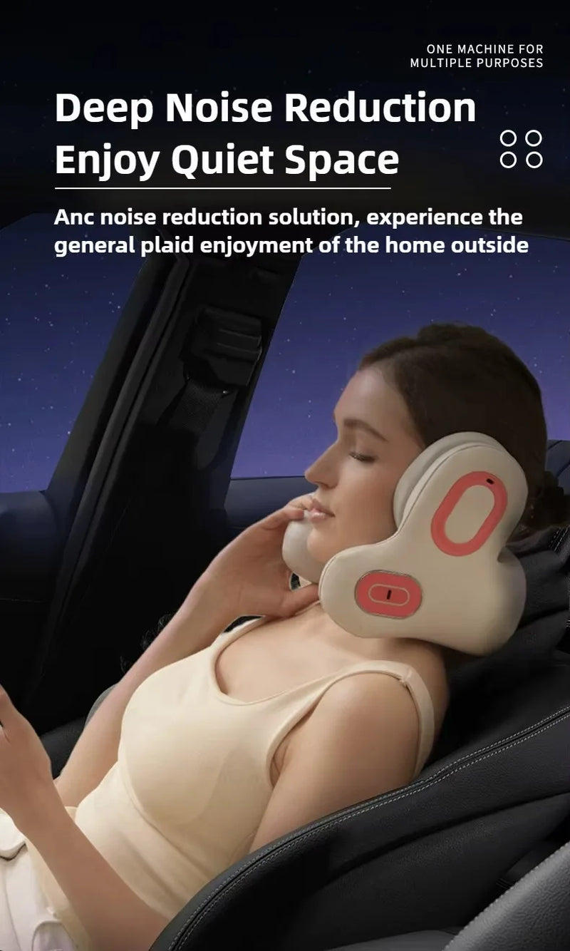 Wireless Neck Massager Red Light Hot Compress Massager Sleep Noise Reduction U-Shaped Neck Pillow Masajeador Bluetooth Music