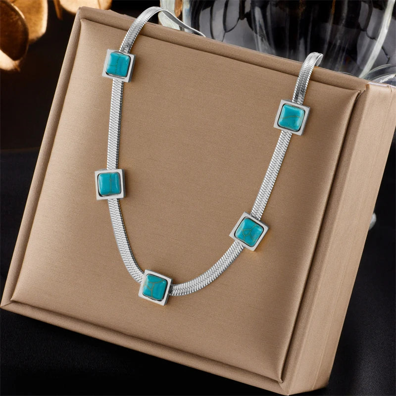 316L Stainless Steel Gold Color Crystal Necklace for Women Punk Street Trend Snake Chain Choker Girls Jewelry Gifts