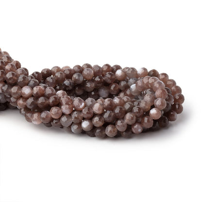 6.5mm Chocolate Moonstone Faceted Round 13.25 inch 53 Beads AA