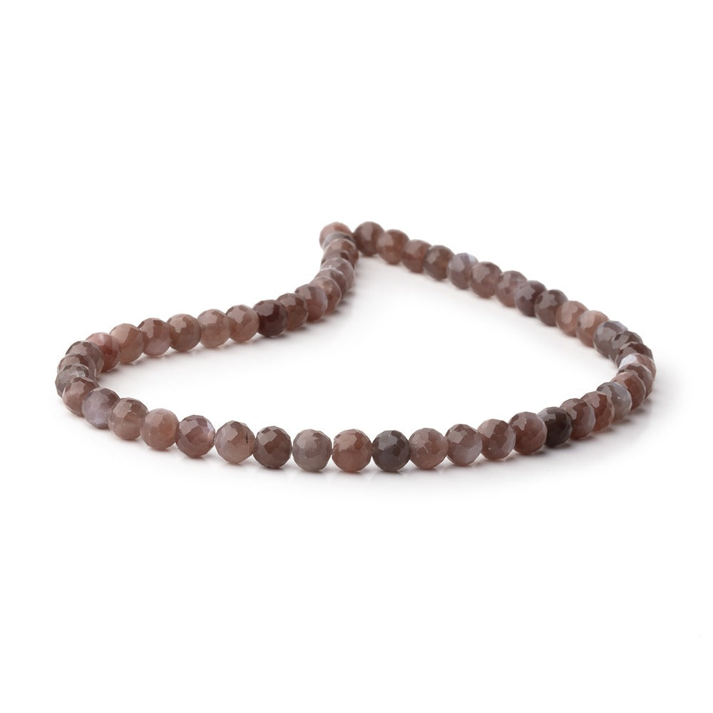 6.5mm Chocolate Moonstone Faceted Round 13.25 inch 53 Beads AA