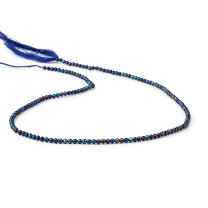 2mm Metallic Peacock Black Spinel Micro Faceted Rounds 13 inch 183 beads