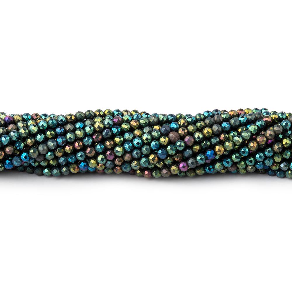 2mm Metallic Green Black Spinel Micro Faceted Rounds 13 inch 183 beads