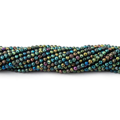 2mm Metallic Green Black Spinel Micro Faceted Rounds 13 inch 183 beads