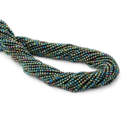 2mm Metallic Green Black Spinel Micro Faceted Rounds 13 inch 183 beads
