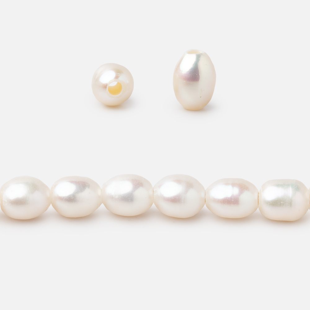 6x4.5mm Off White Oval 1.5mm Drill Hole Freshwater Pearls 61 pieces