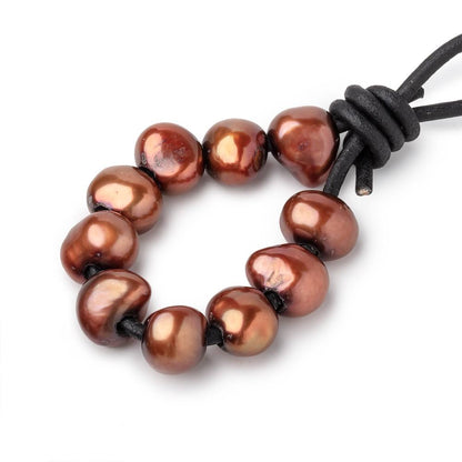 9.5-10.5mm Chestnut Brown Large Hole Baroque Pearls Set of 11