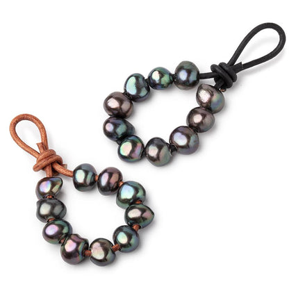 9.5-10.5mm Gray Peacock Large Hole Baroque Pearls Set of 11