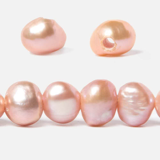 9.5-10.5mm Orangy Pink Baroque Side Drill 2.5mm large hole Pearl 48 pcs