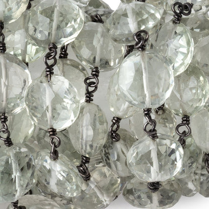9.5-10.5mm Prasiolite Faceted Coin Beads on Black Gold over .925 Silver Chain