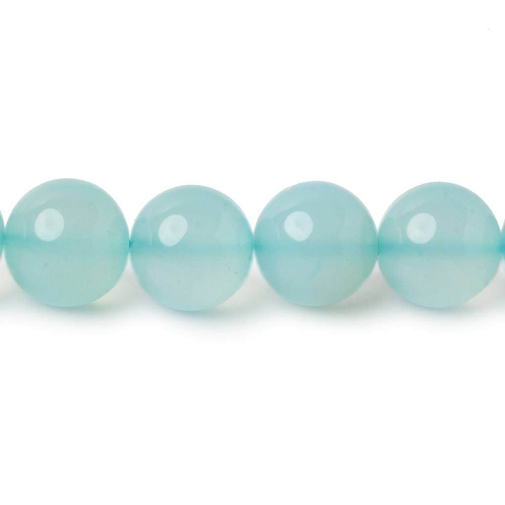 9.5-10mm Aqua blue Chalcedony Plain Round beads 12 inch 30 pieces A